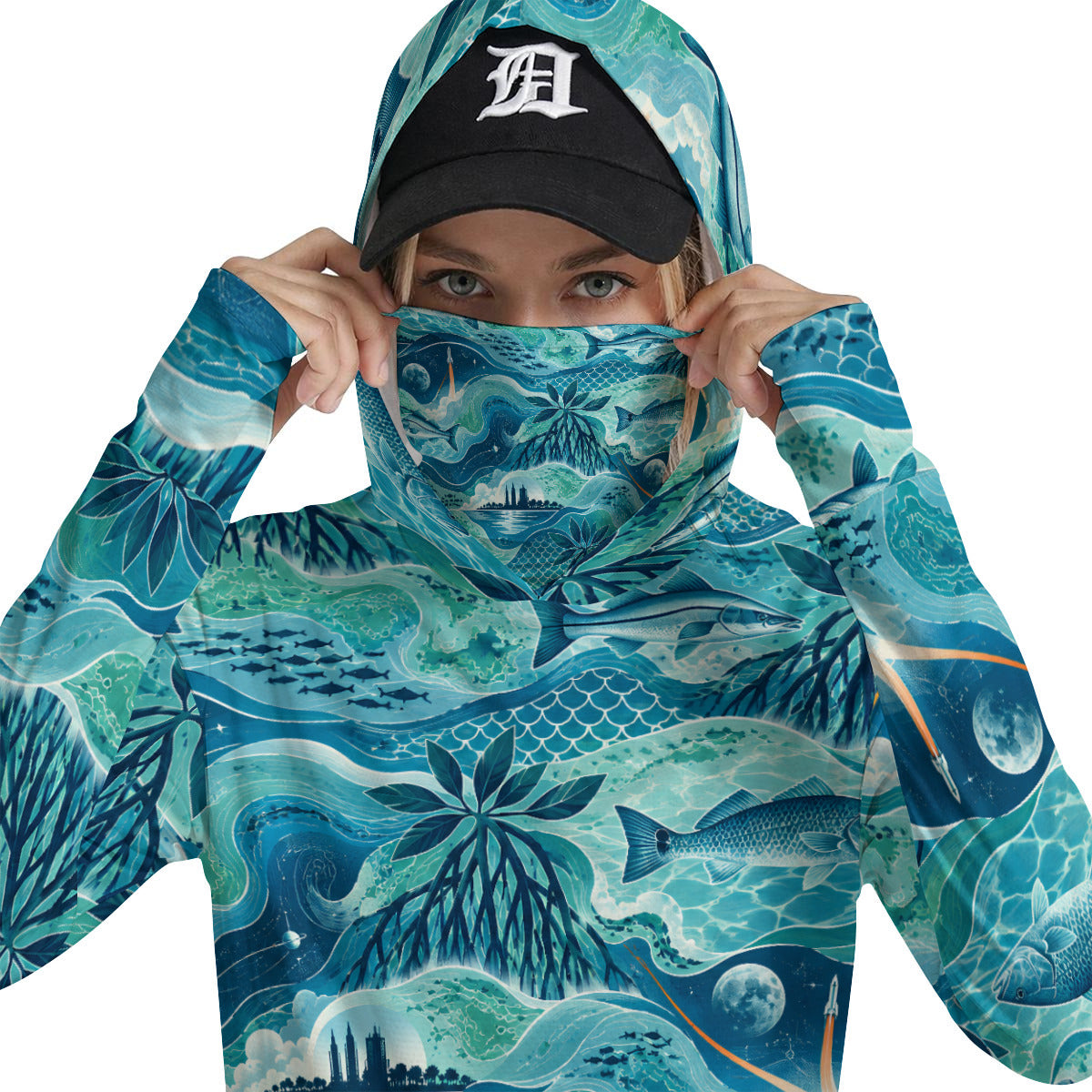 Coastal Performance Fishing Hoodie with Integrated Face Cover